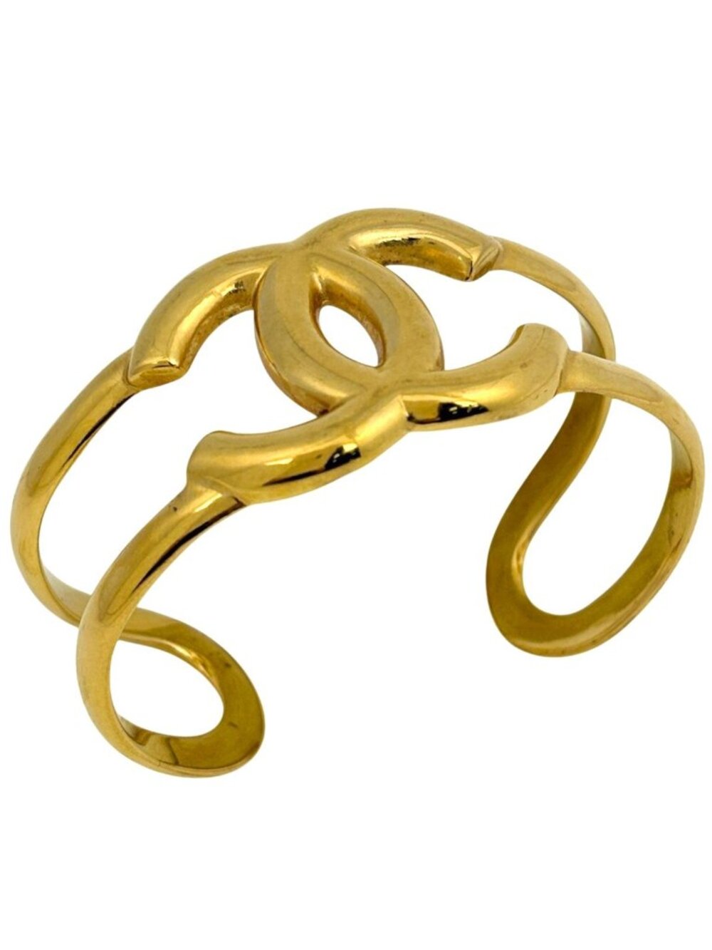 Chanel CC Logo Bangle Gold Plated Bracelet